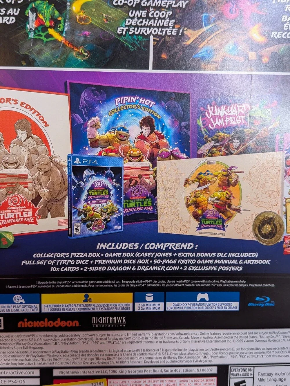 TMNT: Splintered Fate Pipin Hot Collector’s Edition PS4 Pizza Box Posters Dice